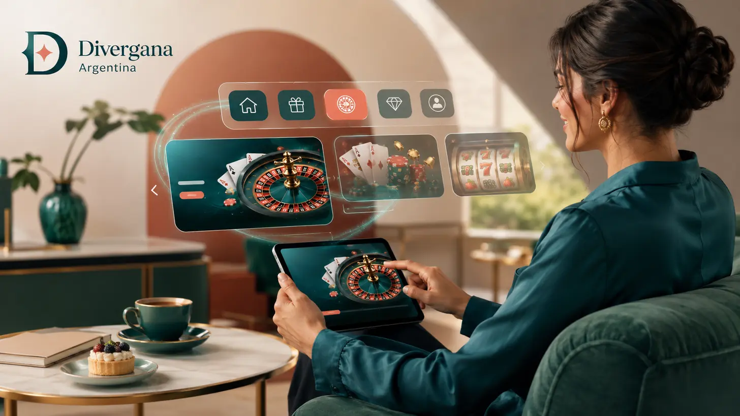 Jugadora usando Divergana en una tablet