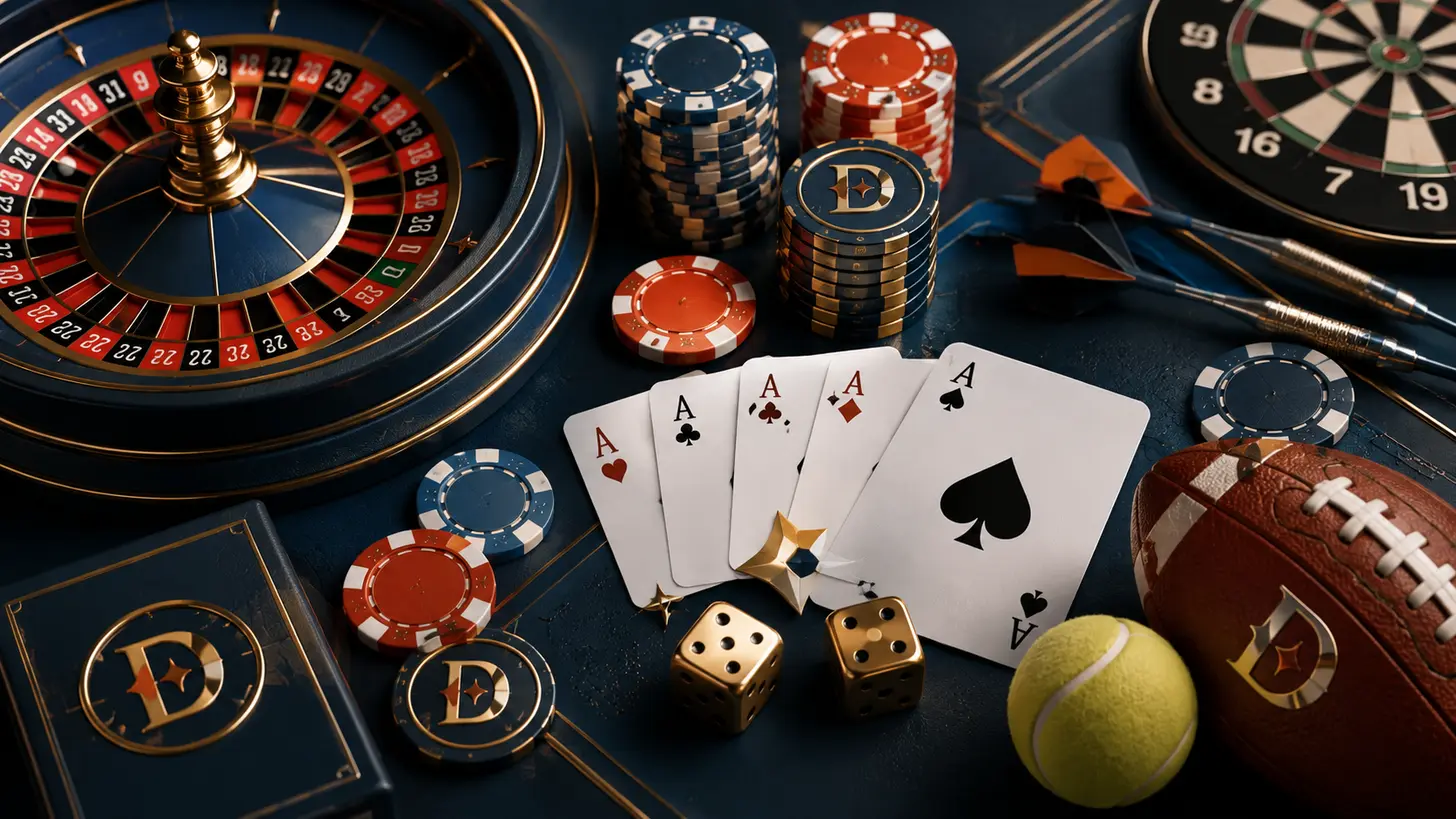 Ruleta, cartas y fichas del casino de Divergana